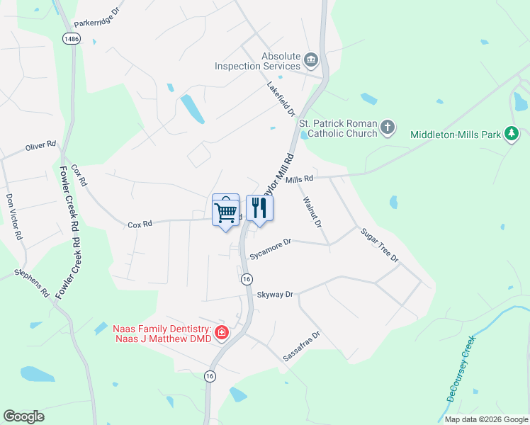 map of restaurants, bars, coffee shops, grocery stores, and more near 6422A Taylor Mill Road in Independence
