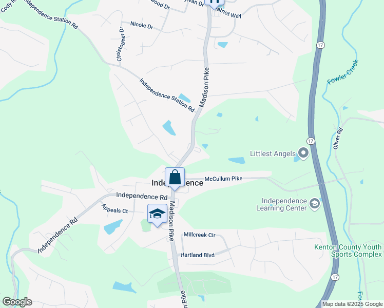 map of restaurants, bars, coffee shops, grocery stores, and more near 5238 Madison Pike in Independence
