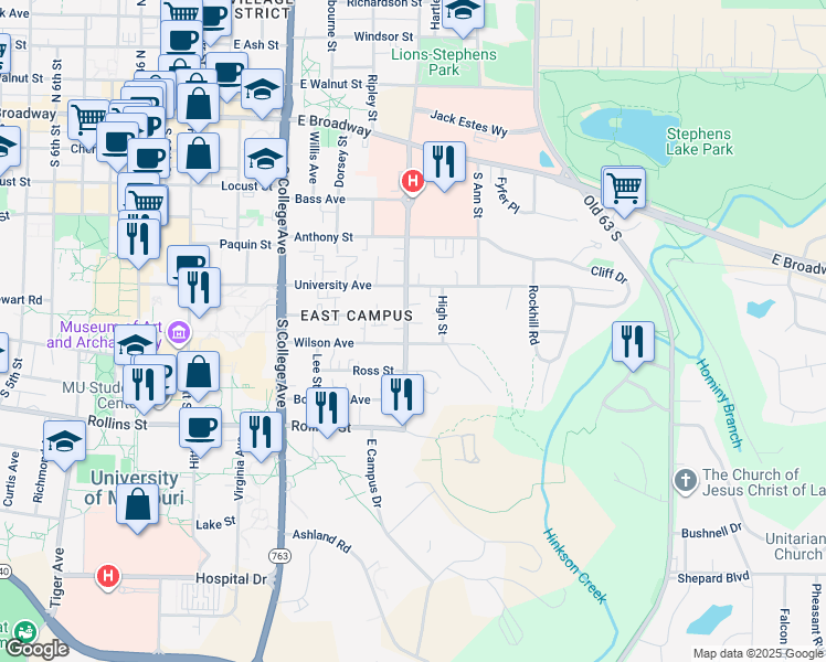 map of restaurants, bars, coffee shops, grocery stores, and more near 518 South William Street in Columbia
