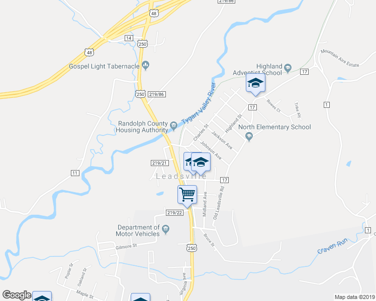 map of restaurants, bars, coffee shops, grocery stores, and more near 107 Elkins Avenue in Elkins