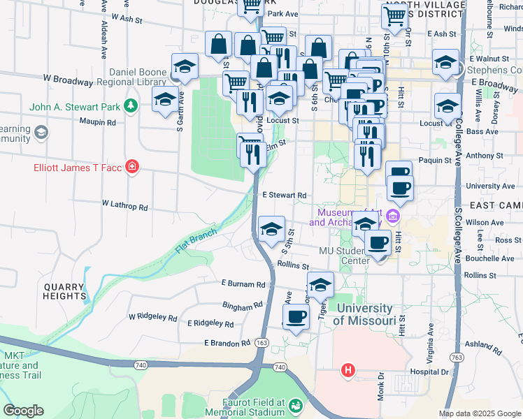 map of restaurants, bars, coffee shops, grocery stores, and more near in Columbia