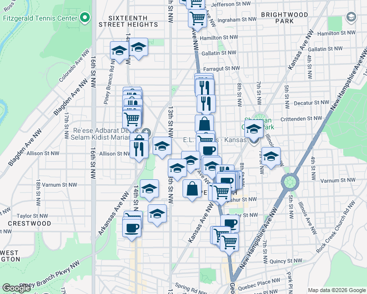 map of restaurants, bars, coffee shops, grocery stores, and more near 101 Independence Avenue Southeast in Washington