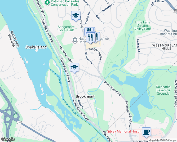 map of restaurants, bars, coffee shops, grocery stores, and more near 4309 Maryland Avenue in Bethesda