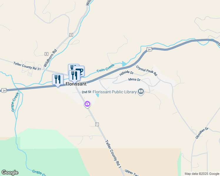 map of restaurants, bars, coffee shops, grocery stores, and more near 67 Circle Drive in Florissant