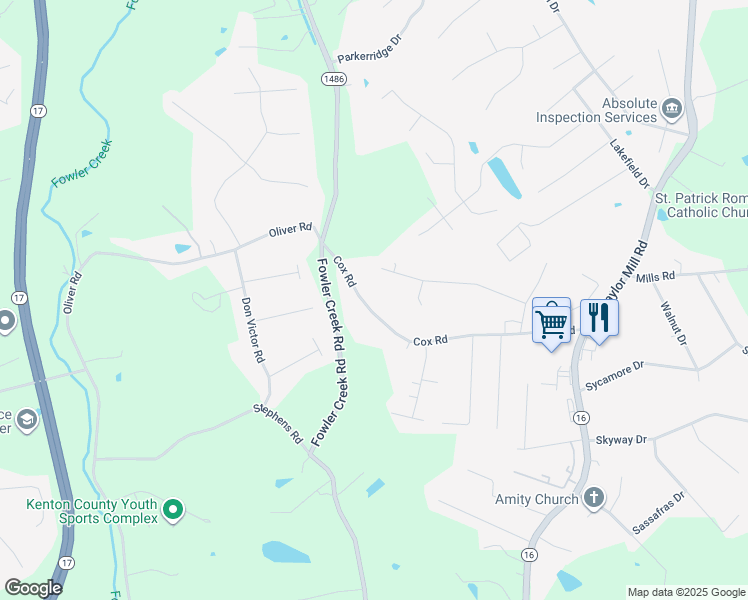 map of restaurants, bars, coffee shops, grocery stores, and more near 812 Cox Road in Independence