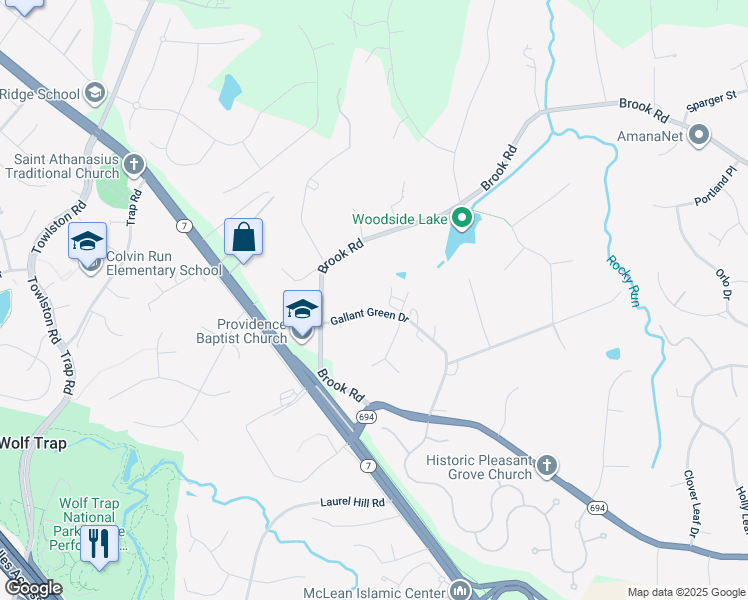 map of restaurants, bars, coffee shops, grocery stores, and more near 8904 Gallant Green Drive in McLean