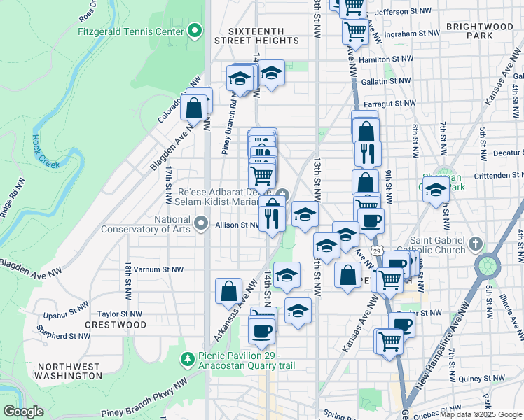 map of restaurants, bars, coffee shops, grocery stores, and more near 101 Independence Avenue Southeast in Washington