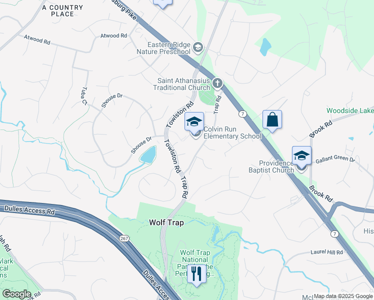 map of restaurants, bars, coffee shops, grocery stores, and more near 9302 Schubert Court in Vienna