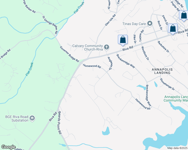 map of restaurants, bars, coffee shops, grocery stores, and more near 1304 Anglesey Drive in Davidsonville