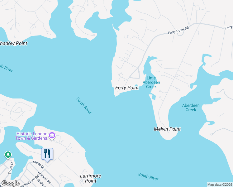 map of restaurants, bars, coffee shops, grocery stores, and more near 400 Ferry Point Road in Annapolis
