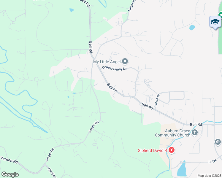 map of restaurants, bars, coffee shops, grocery stores, and more near 3785 Bell Road in Auburn