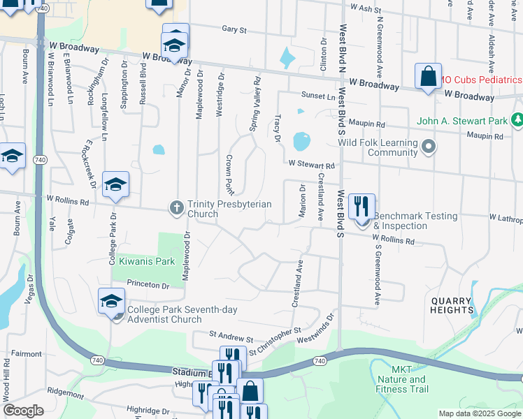 map of restaurants, bars, coffee shops, grocery stores, and more near 1233 Ridge Road in Columbia