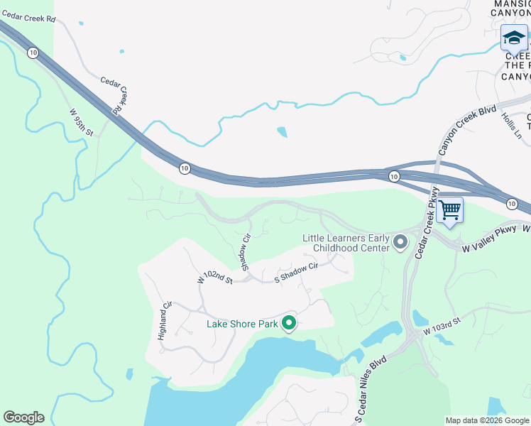map of restaurants, bars, coffee shops, grocery stores, and more near 26726 West Shadow Circle in Olathe