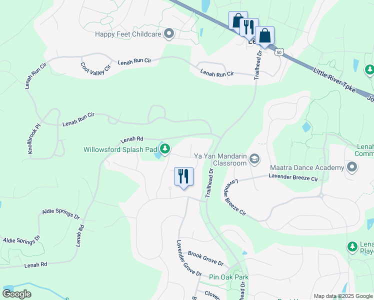 map of restaurants, bars, coffee shops, grocery stores, and more near 24279 Shinyleaf Court in Stone Ridge