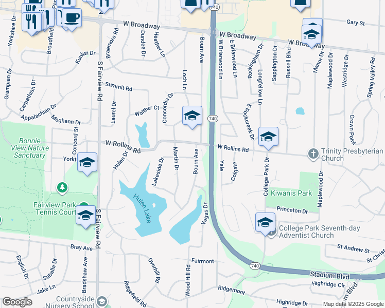 map of restaurants, bars, coffee shops, grocery stores, and more near 2201 Topaz Drive in Columbia