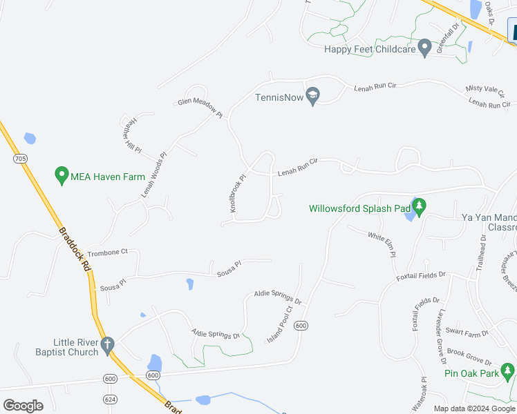 map of restaurants, bars, coffee shops, grocery stores, and more near 24253 Hidden Valley Place in Aldie