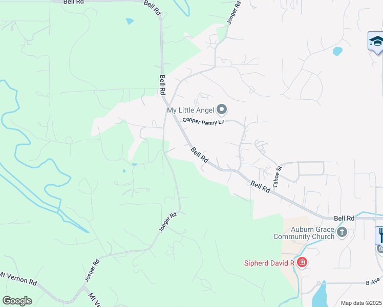 map of restaurants, bars, coffee shops, grocery stores, and more near 3785 Bell Road in Auburn