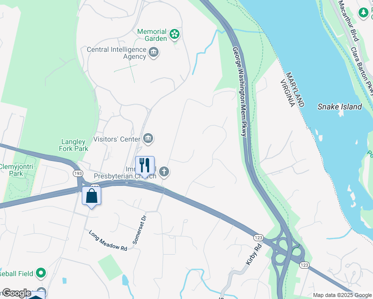 map of restaurants, bars, coffee shops, grocery stores, and more near 6032 Crimson Court in McLean