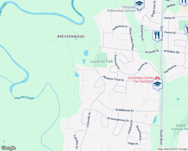 map of restaurants, bars, coffee shops, grocery stores, and more near 5101 Lake Trout Court in Columbia