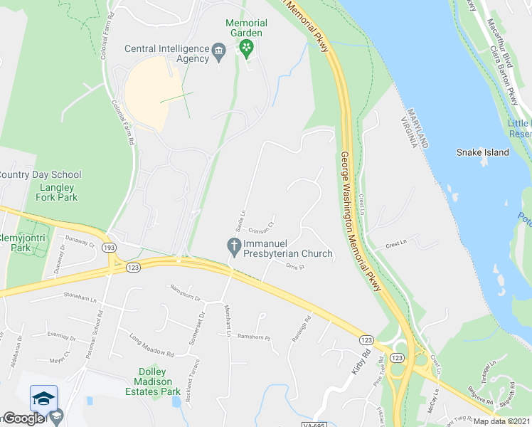map of restaurants, bars, coffee shops, grocery stores, and more near 6032 Crimson Court in McLean