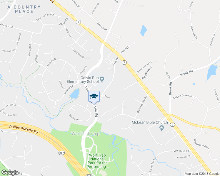 map of restaurants, bars, coffee shops, grocery stores, and more near 1401 Trap Road in Vienna