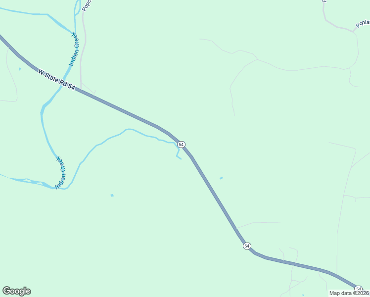 map of restaurants, bars, coffee shops, grocery stores, and more near Indiana 54 in Springville