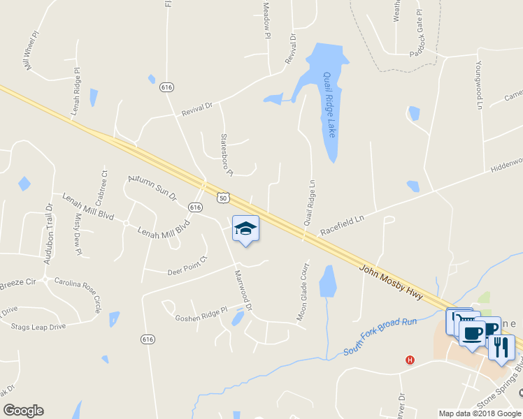 map of restaurants, bars, coffee shops, grocery stores, and more near 41686 Lee Jackson Memorial Highway in Aldie