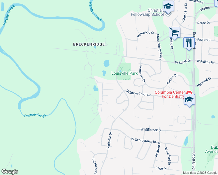 map of restaurants, bars, coffee shops, grocery stores, and more near 5109 Lake Trout Court in Columbia