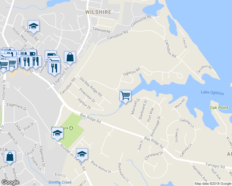map of restaurants, bars, coffee shops, grocery stores, and more near 1003 Dulaney Lane in Annapolis