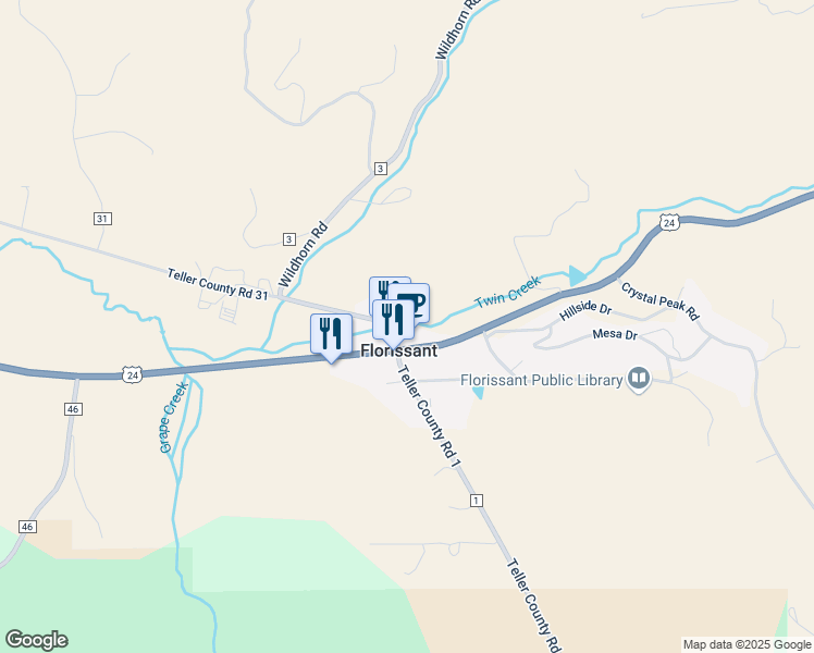 map of restaurants, bars, coffee shops, grocery stores, and more near 93 Costello Avenue in Florissant