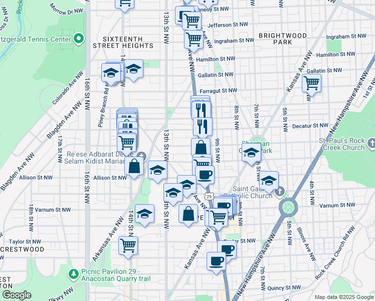 map of restaurants, bars, coffee shops, grocery stores, and more near 101 Independence Avenue Southeast in Washington
