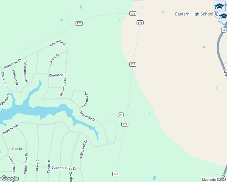 map of restaurants, bars, coffee shops, grocery stores, and more near in Lake Waynoka