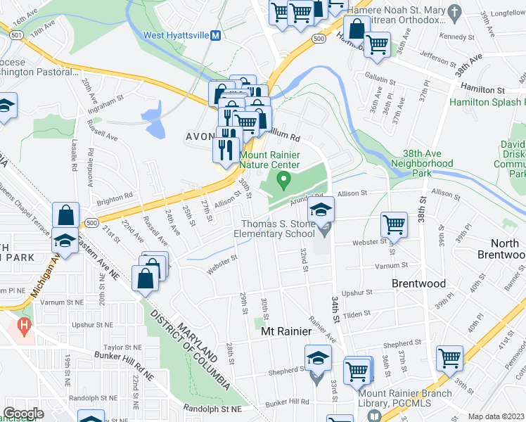 map of restaurants, bars, coffee shops, grocery stores, and more near 101 Independence Avenue Southeast in Washington