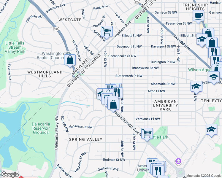 map of restaurants, bars, coffee shops, grocery stores, and more near 4833 Alton Place Northwest in Washington