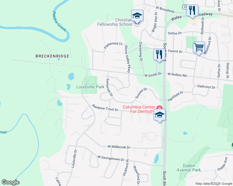 map of restaurants, bars, coffee shops, grocery stores, and more near 4712 Manhasset Drive in Columbia