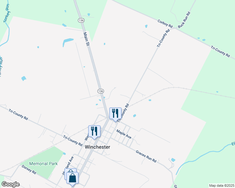 map of restaurants, bars, coffee shops, grocery stores, and more near 2200 Tri-County Road in Winchester