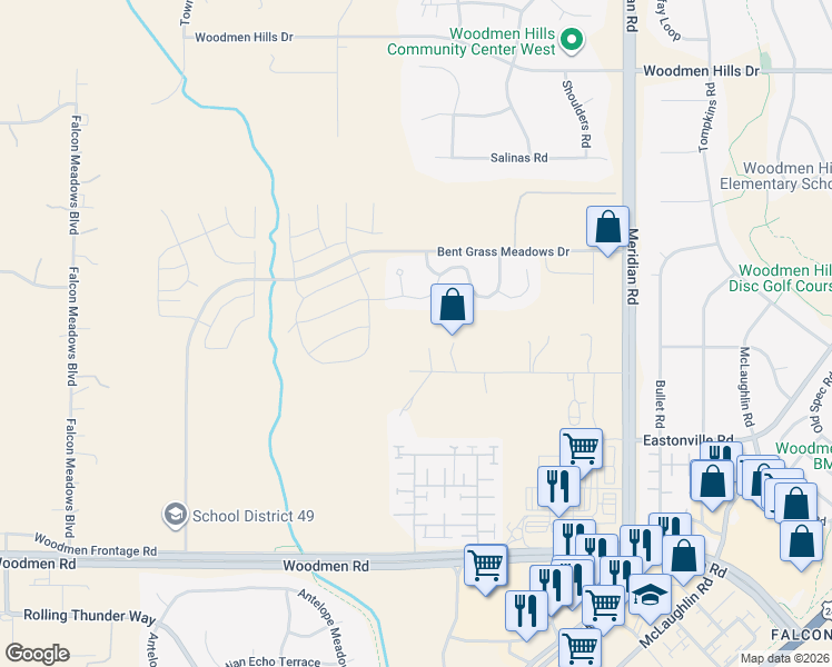 map of restaurants, bars, coffee shops, grocery stores, and more near 11430 Owl Place in Peyton