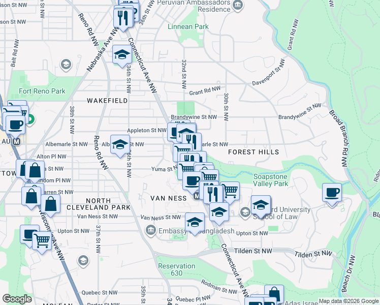 map of restaurants, bars, coffee shops, grocery stores, and more near 101 Independence Avenue Southeast in Washington