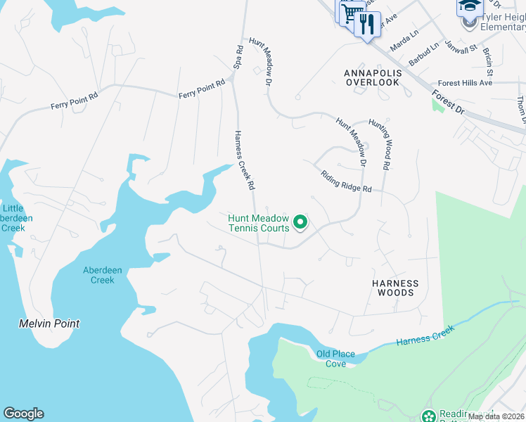 map of restaurants, bars, coffee shops, grocery stores, and more near 305 Pytchley Run in Annapolis