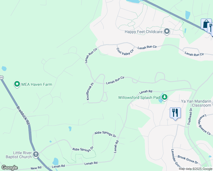 map of restaurants, bars, coffee shops, grocery stores, and more near 40538 Lenah Run Circle in Aldie