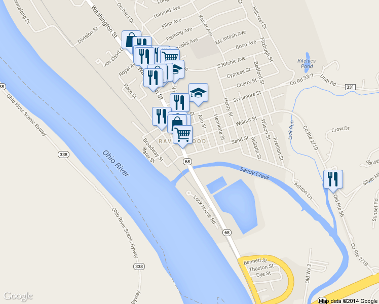 map of restaurants, bars, coffee shops, grocery stores, and more near 211 Sand Street in Ravenswood