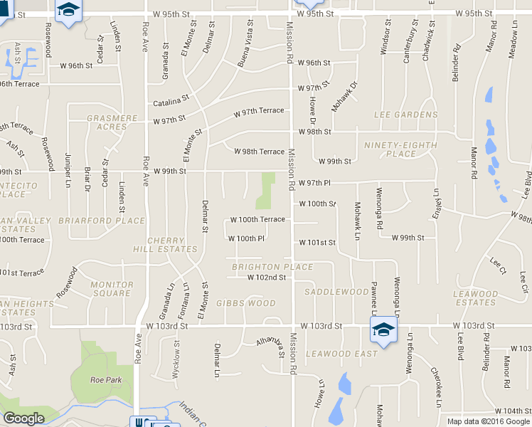 map of restaurants, bars, coffee shops, grocery stores, and more near 3924 West 100th Terrace in Overland Park