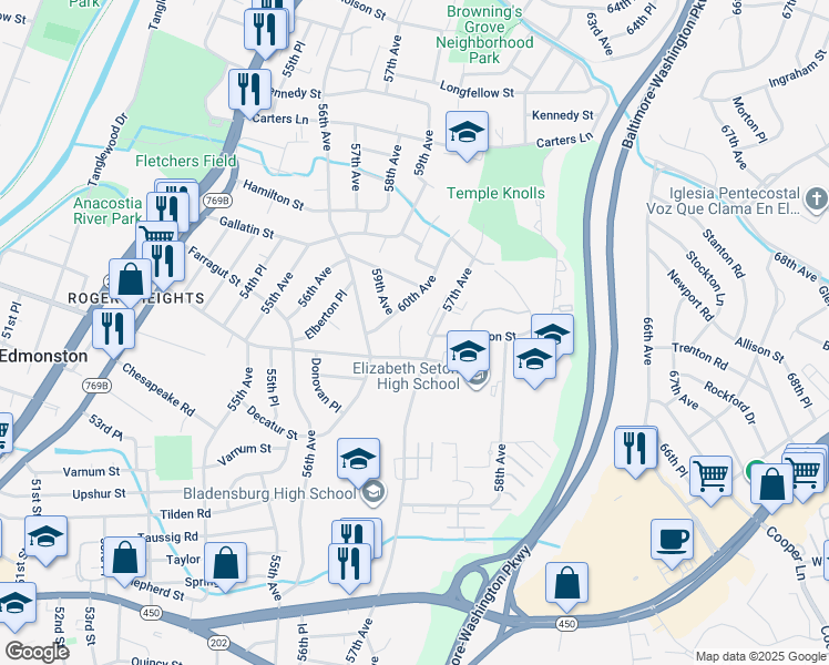 map of restaurants, bars, coffee shops, grocery stores, and more near 101 Independence Avenue Southeast in Washington