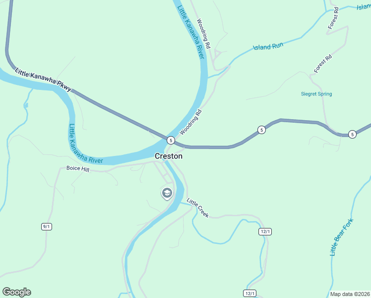 map of restaurants, bars, coffee shops, grocery stores, and more near Little Creek in Creston