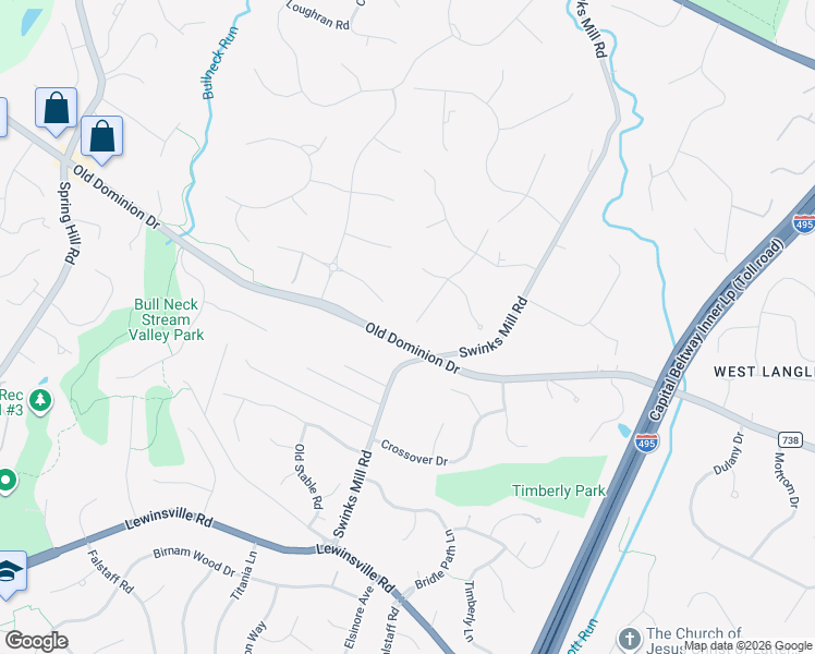 map of restaurants, bars, coffee shops, grocery stores, and more near 1106 Mill Ridge in McLean