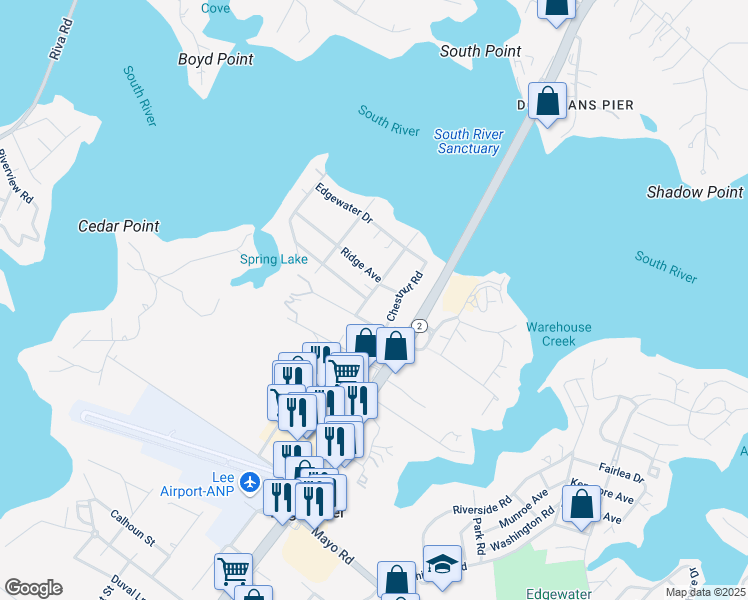 map of restaurants, bars, coffee shops, grocery stores, and more near 2927 Main Street in Edgewater