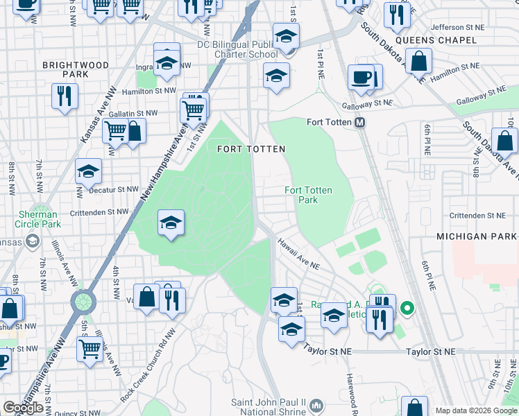 map of restaurants, bars, coffee shops, grocery stores, and more near 101 Independence Avenue Southeast in Washington
