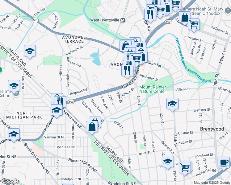 map of restaurants, bars, coffee shops, grocery stores, and more near 101 Independence Avenue Southeast in Washington