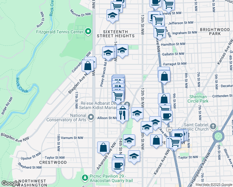 map of restaurants, bars, coffee shops, grocery stores, and more near 101 Independence Avenue Southeast in Washington