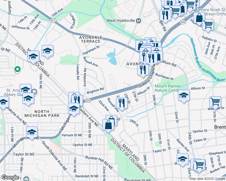 map of restaurants, bars, coffee shops, grocery stores, and more near 101 Independence Avenue Southeast in Washington